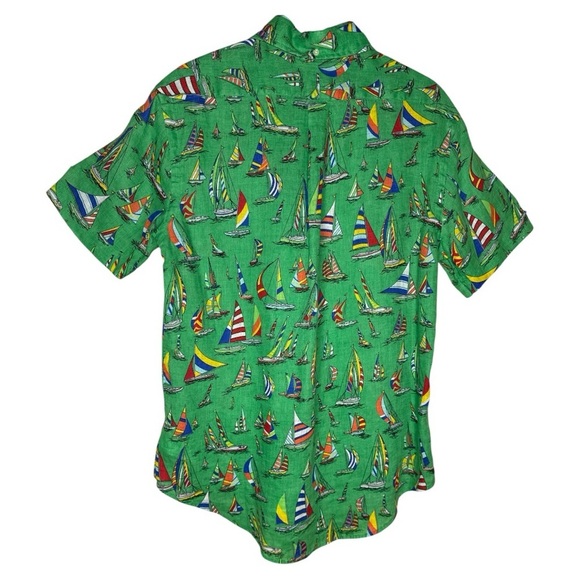 Ralph Lauren Green Linen Sailboat Shirt NWT Small - Picture 9 of 11